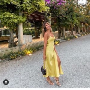 Zara satin style dress bloggers fav